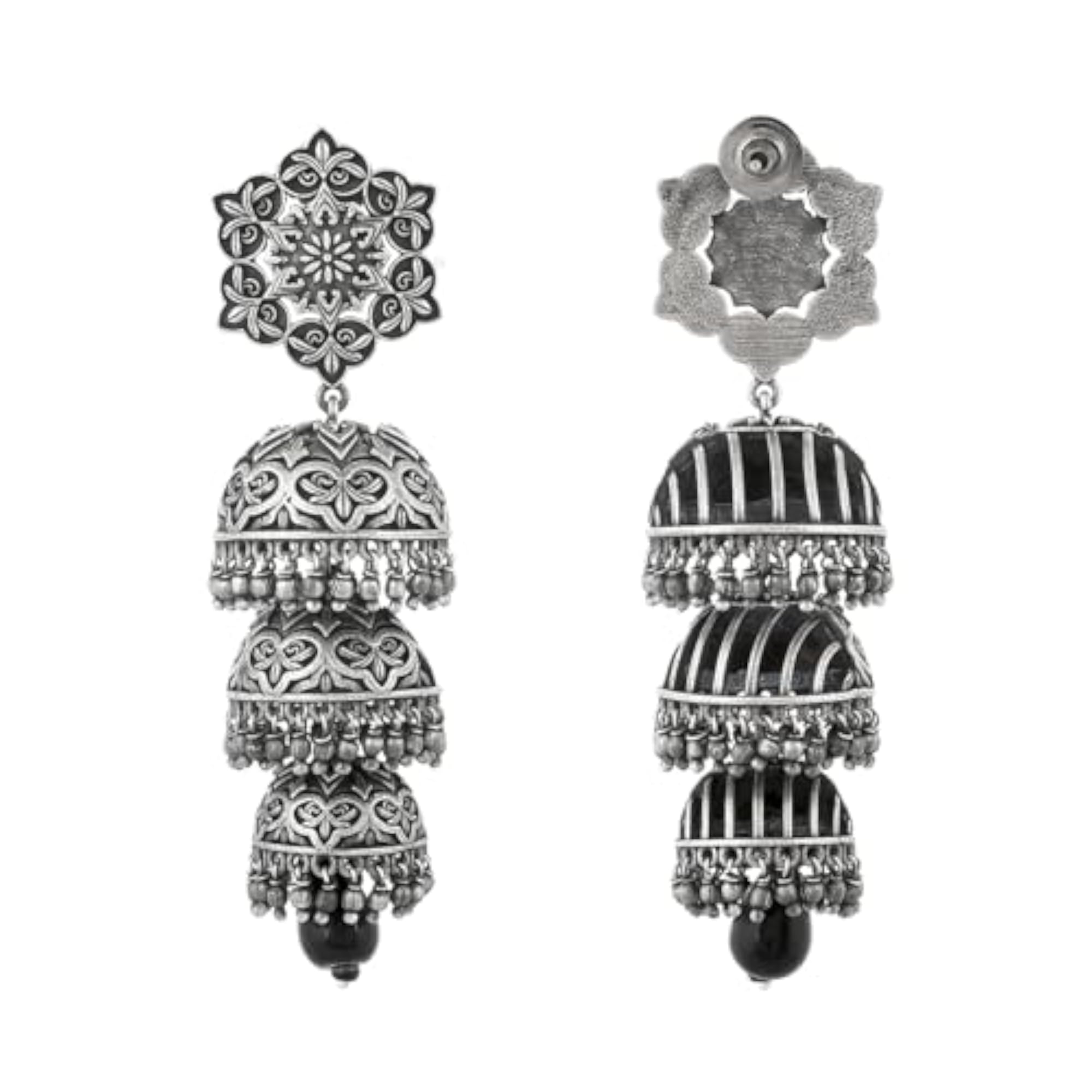 Nrityotsava Falguni 3 Layers Jhumka Earrings